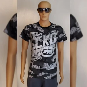 NUEVO CON ETIQUETAS CAMISETA ECKO UNLTD HOMBRE MANGA CORTA CUELLO EN O SUPER HYPE AOP TALLA XL NEGRA - Imagen 1 de 12