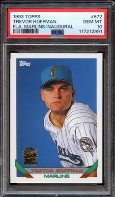 Topps Trevor Hoffman 1993 #572 (inauguración de los Marlins) - HOF Rookie - PSA 10 GEMA COMO NUEVO Foto 1 de 2