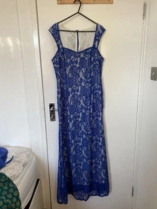 Dark Blue Floral Lacy Maxi Dress - Picture 1 of 3