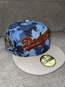 New Era 59FIFTY Los Angeles Dodgers Urban Camo Blue Fitted Hat 7 3/4 MLB NEW - Picture 1 of 7