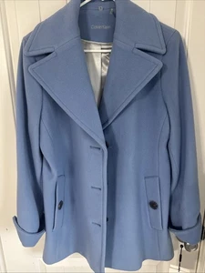 Abrigo para mujer Calvin Klein de un solo pecho de lana cachemir azul claro mediano nuevo con etiquetas - Imagen 1 de 14