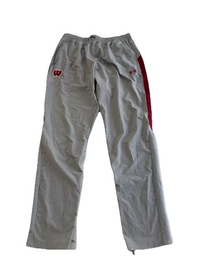 Under Armour Men's Recovery Warm Up Pants Large Wisconsin Badgers Gray Red White - Image 1 of 4