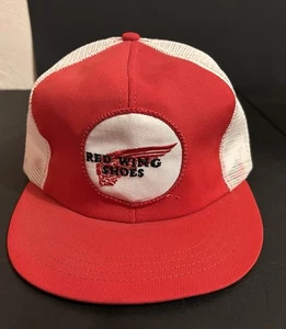 Vtg Red Wing Shoes Boots Mesh Round Patch Trucker Hat Cap SnapBack USA - Picture 1 of 11