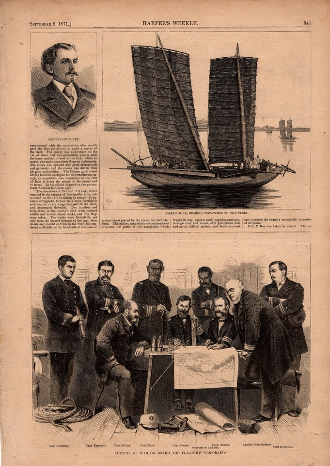 1871 Harpers Weekly original print only September 9 -Preparation to attack Corea - Image 1 of 1