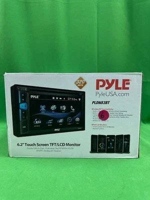 Pyle 6.2'' Touch Screen TFT/LCD Double DIN In-Dash Monitor, CD/DVD/USB PLDN83BT - Image 1 of 4