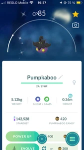 Pokémon Go - Shiny Pumpkaboo - Mini PTC 100K Stardust - Foto 1 di 1