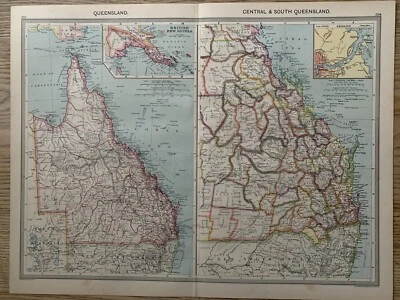 Mapa antiguo original de Queensland 1906 de George Philip 115 años Foto 1 de 3