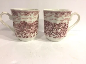 Tazas Churchill China The Brook rojas/rosas - Juego de 2 - COMO NUEVAS - Imagen 1 de 1