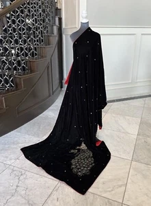 Fine Micro Velvet Shawl With Handwork Gotta,Tilla,sequence&Kamdani 108x 48 Inchs - Picture 1 of 15