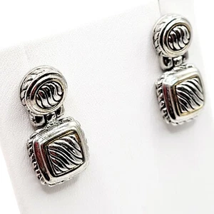Boucles d'oreilles métal mixte deux tons intemporelles classique argent or business décontracté - Photo 1/6