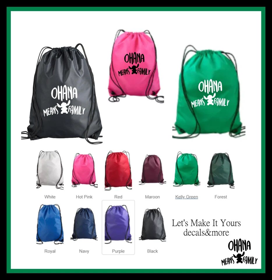 OHANA SIGNIFICA FAMILIA DISNEY STITCH INSPIRADO NAILON CORDÓN MOCHILA BOLSO DE MANO Foto 1 de 1