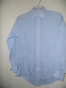 MEN'S BROOKS BROTHERS BLUE PLAID NON IRON TRADITIONAL FIT SHIRT SZ 14 1/2 - Picture 1 of 3