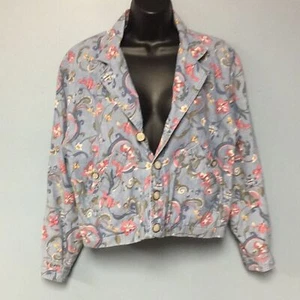 VINTAGE LizWear Floral Print Denim Cropped & Lined Jacket: Size M - Picture 1 of 15