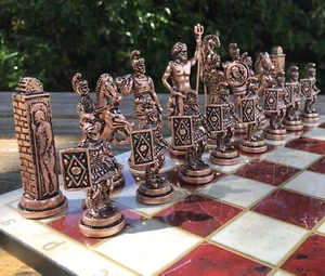 Juego de ajedrez de dioses griegos hecho a mano ⚔️ piezas de metal macizo + tablero de ajedrez de madera - Imagen 1 de 19