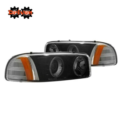 Camión GMC Sierra Yukon Denali 99-06 carcasa negra proyectores halos dobles ámbar Foto 1 de 3