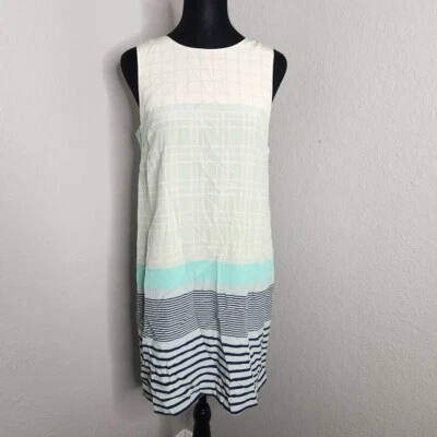 Vestido Fossil Bridgette para mujer 4 crema rayas seda cuello redondo funda sin mangas Foto 1 de 4