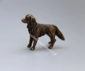 4.5 CM Pure Bronze Chinese Zodiac Animal Pet Dog Golden Retriever Amulet Statue - Picture 1 of 12