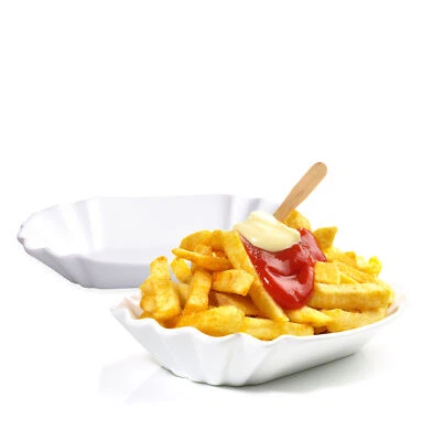 Pommes Schale Porzellan Currywurst Teller Dip Snack Imbiss Beilagen Schälchen - Bild 1 von 4