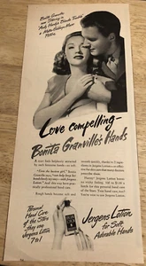Bonita Granville 1944 para loción Jergens - Anuncio de revista vintage - 5-3/4" x 13" - Imagen 1 de 2