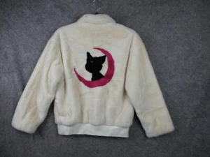 Lost Soul Faux Fur Coat Women Small Off White Cat Oversized Color Block Wool - Picture 1 of 20