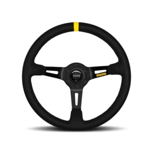 Mod MOMO. Volante 08 350 mm gamuza negra cepillada negro único amarillo - Imagen 1 de 1