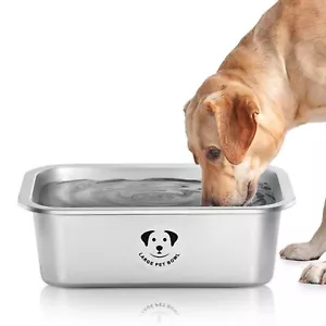 1.25 Gallons Large Stainless Steel Dog Water Bowl Pet Water Dish for Large Dogs - Picture 1 of 8