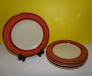 Set of 5 Five Pier One 1 Stoneware Red & Orange LUGANO 8" Salad Plates - Picture 1 of 2
