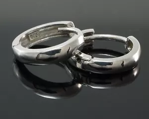 585 Weissgold 14 Karat Creolen 10 mm 1 Paar poliert aussen rund in Geschenkbox - Bild 1 von 4