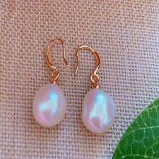 Natural white pearl Teardrop earrings 18KGB gifts Drops Fashion Wedding Gift