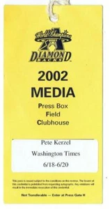 ARIZONA DIAMONDBACKS ~ 2002 Media Press Pass - Picture 1 of 1