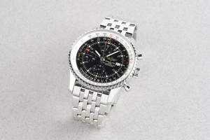 BREITLING NAVITIMER WORLD AUTOMATIC CHRONOGRAPH REF. A24322 W/ GUARANTEE PAPERS - Picture 1 of 4