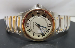 Cartier Santos Ronde 1551 18K Yellow Gold Steel Quartz 7" LONG 30MM CASE G132395 - Picture 1 of 24
