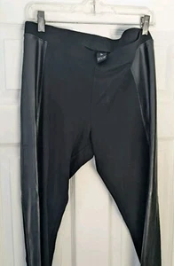 Legging a rayas de imitación de cuero negro talla 10 L nuevo sin etiquetas - Imagen 1 de 12
