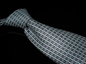 Eduardo Lugi Silk Tie Navy Light Blue Geometric Men's Designer Necktie Italy - Picture 1 of 4