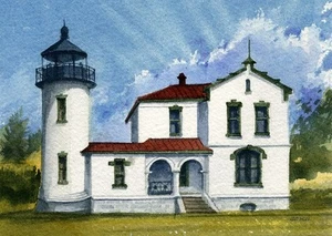 Faro Admiralty Head, Ft Casey Whidbey Island WA. Tarjetas de notas artísticas de Gerald Hill - Imagen 1 de 3