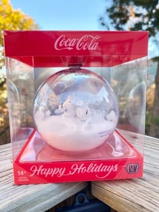 ⭐️ Coke Polar Bears Hug Snow Globe 2025 M2 Machines Coca-Cola Christmas Ornament - Picture 1 of 5