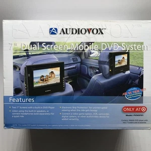 Sistema de DVD móvil Audiovox (PVS69701) 7" doble pantalla negro caja abierta probado - Imagen 1 de 4