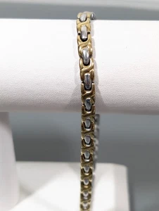 Two Tone D+Magnet Tennis Style Bracelet 10 inch Classic Retro Stackable - Picture 1 of 8