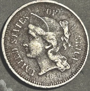 1869 US Copper-Nickel Three Cent Piece! Gr8 Details in Hair,Crown, and Reverse! - Picture 1 of 2
