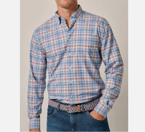 Camisa Johnnie-O Manga Larga Rendimiento Botones A Cuadros Nueva Con Etiquetas Peterson Bombay XL - Imagen 1 de 11