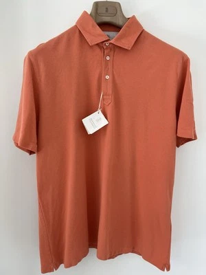 Новый с Ярлыками - Brunello Cucinelli рубашка-поло мужской оранжевый хлопок Италии 54 XL Reg Fit - Изображение 1 из 3