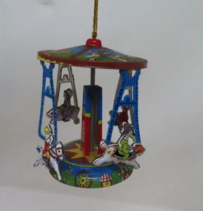 Tin Lithograph Merry Go Round Colorful Ornament Vintage Style - Picture 1 of 4