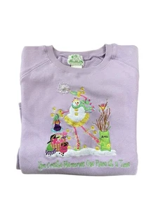 Quacker Factory Sweatshirt Large “Create Memories” Embroidered Whimsy Snowgirl - Picture 1 of 12