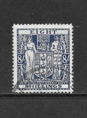 NEW ZEALAND SCOTT AR82 USED F/VF - 1946 8' DARK BLUE - POSTAL - FISCAL ISSUE - Image 1 of 2