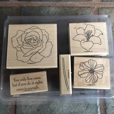 Juego de sellos de montaje en madera floral Stampin Up Fifth Avenue - ligeramente usados Foto 1 de 3