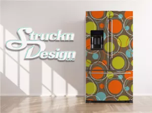 Blue Green Red Abstract Circle Pattern Fridge Freezer Wrap Side Door Vinyl Decal - Picture 1 of 1