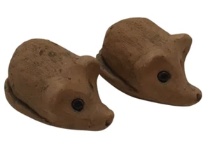 Vintage Set of 2 Pottery Mice Mouse Clay Mini Miniature M carved in Bottom - Picture 1 of 8