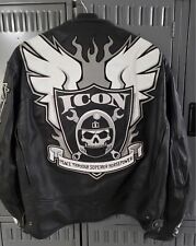 ICON Mens Leather Motorcycle Jacket XL (CREST)
