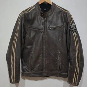 Ixon Jacket AUS S/10 US6 Opium Brown Buffalo Leather MC Full Zip Collarless - Picture 1 of 11