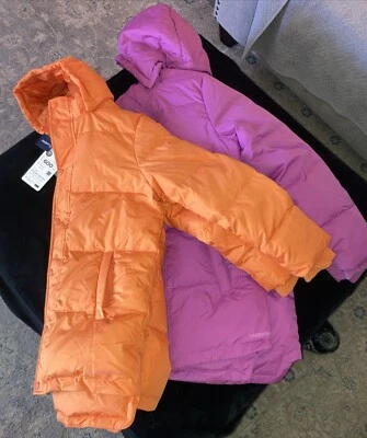 NEW-Lands' End Jacket Wide Channel Down Puffer Parka-orange sz 10/12,Pink 14/16 - Image 1 of 4